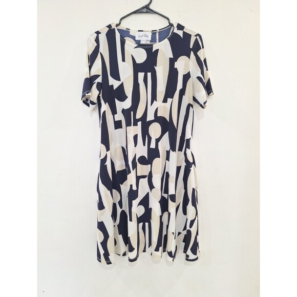 Joseph‎ Ribkoff Vanilla Multi Geometric Print Shirt Dress Ocean View Size 8 - Picture 2 of 9